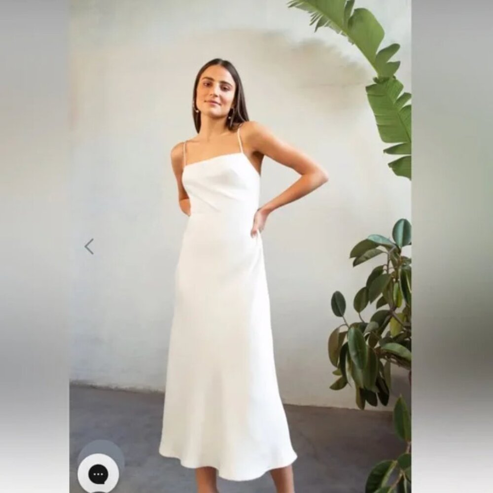 NWT Jenny Yoo Claudia Silky Slip Ivory Dress Bridal Party Bachelorette Size 12